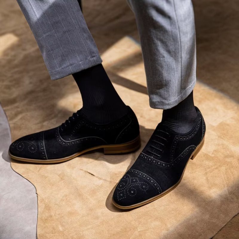 Pánské Společenské Boty Elegantní Šněrovací Šaty Brogues - Černá