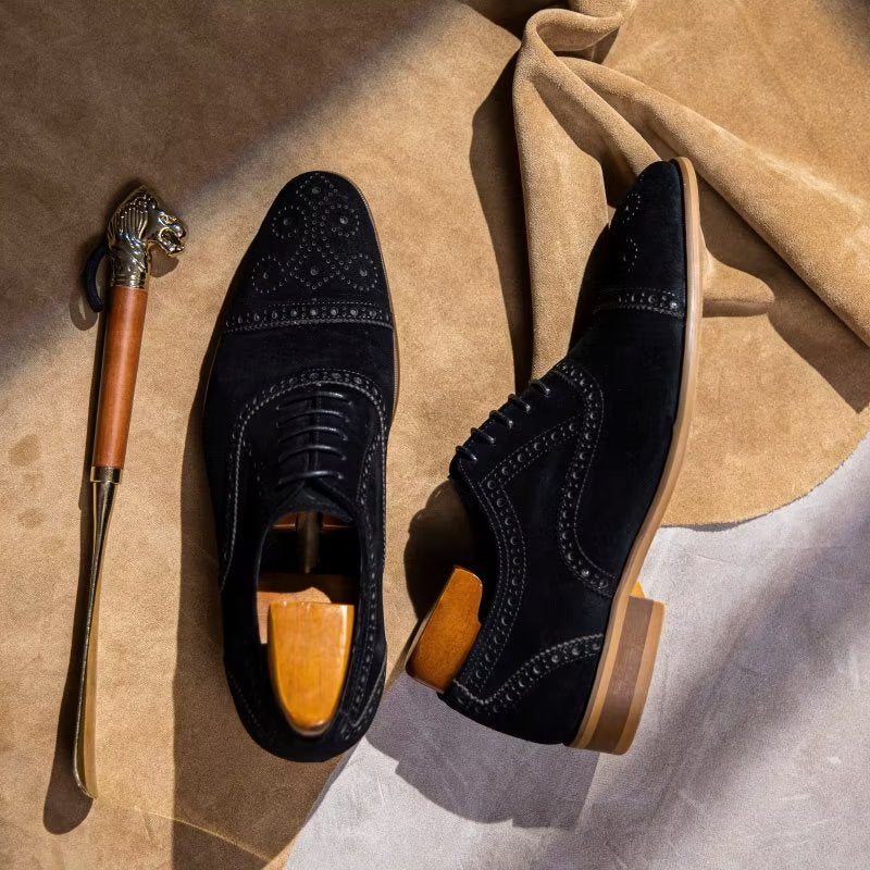 Pánské Společenské Boty Elegantní Šněrovací Šaty Brogues - Černá