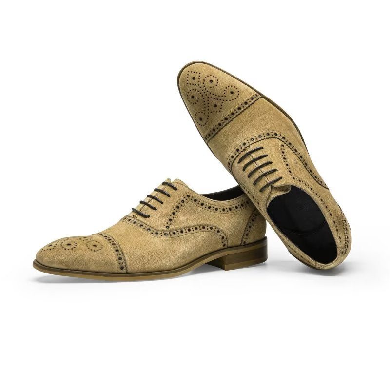 Pánské Společenské Boty Elegantní Šněrovací Šaty Brogues - Béžová