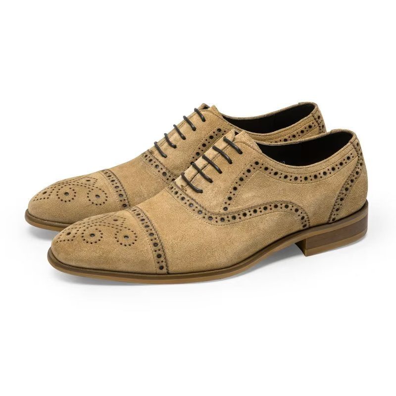 Pánské Společenské Boty Elegantní Šněrovací Šaty Brogues - Béžová