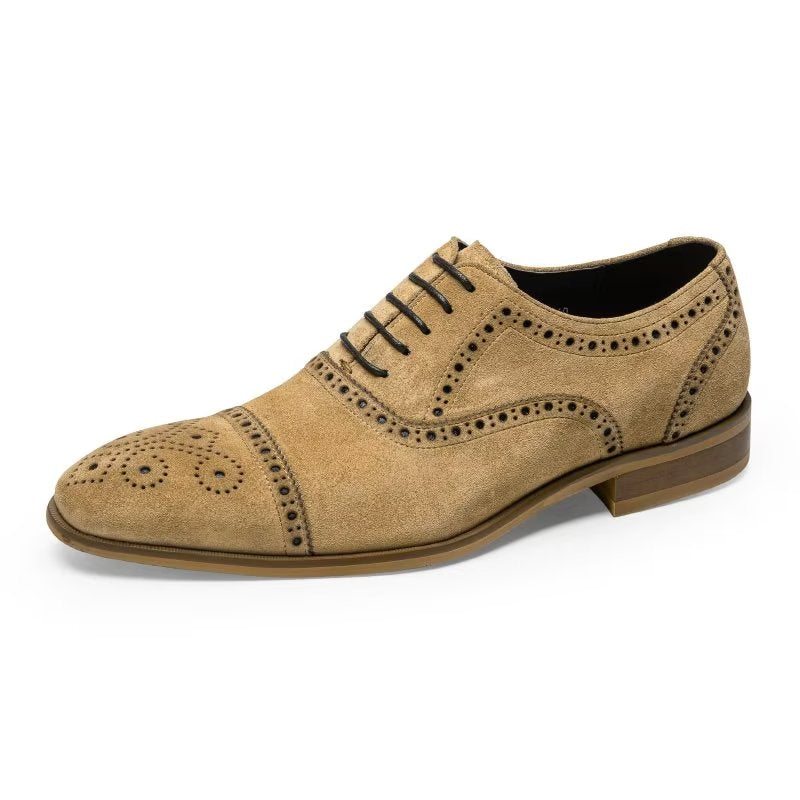 Pánské Společenské Boty Elegantní Šněrovací Šaty Brogues - Béžová