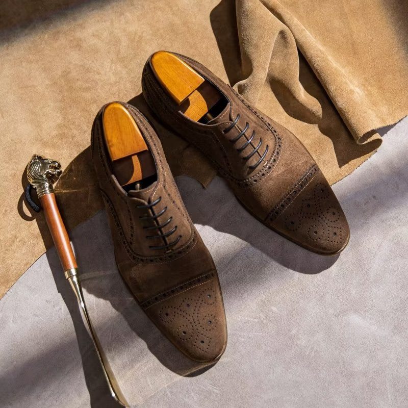 Pánské Společenské Boty Elegantní Šněrovací Šaty Brogues - Káva