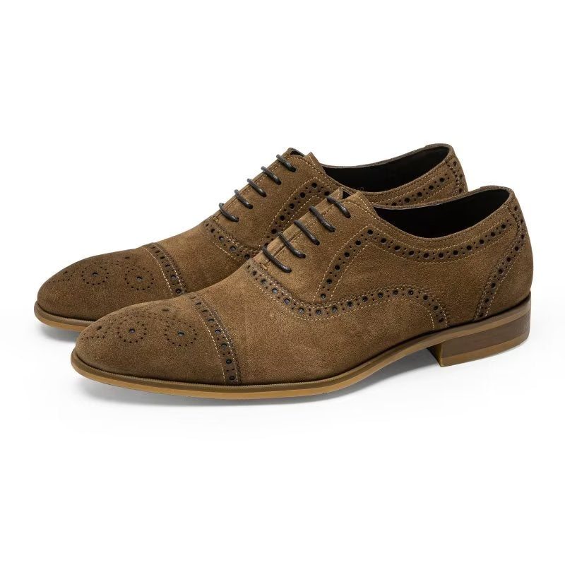 Pánské Společenské Boty Elegantní Šněrovací Šaty Brogues - Káva