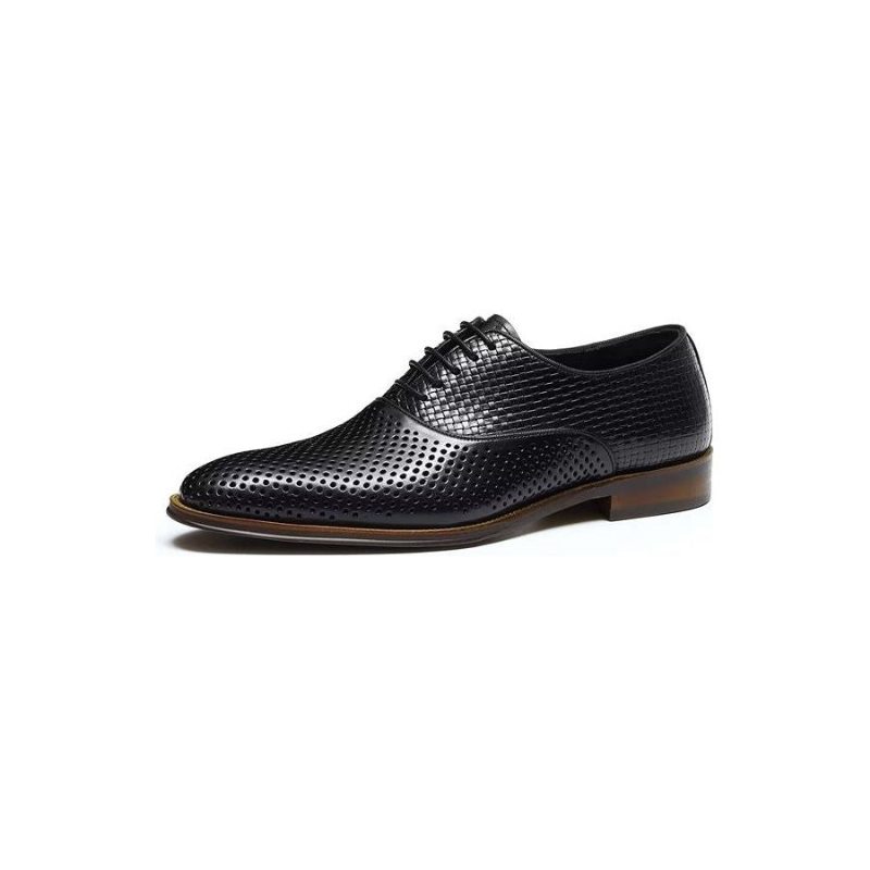 Pánské Společenské Boty Embossed Elegance Exotické Oxford S Kulatou Špičkou - Černá