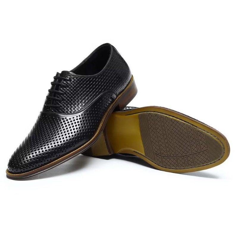 Pánské Společenské Boty Embossed Elegance Exotické Oxford S Kulatou Špičkou - Černá