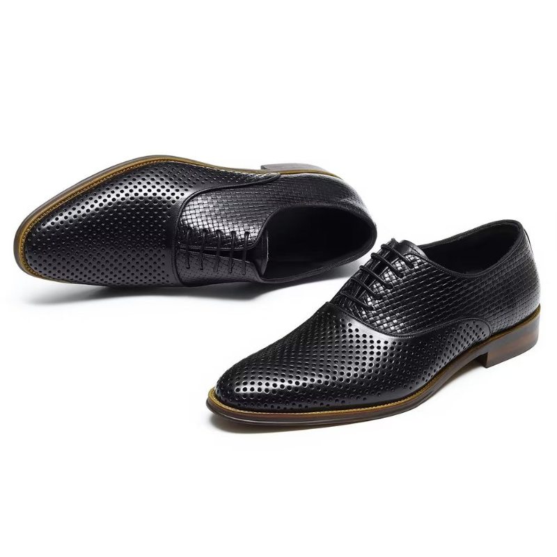 Pánské Společenské Boty Embossed Elegance Exotické Oxford S Kulatou Špičkou - Černá