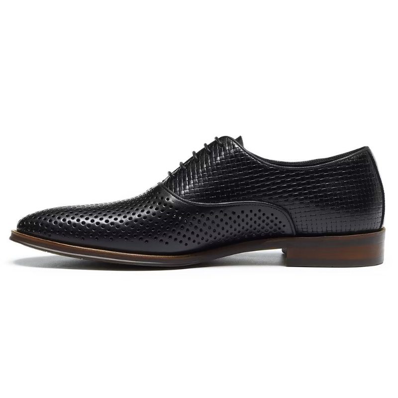 Pánské Společenské Boty Embossed Elegance Exotické Oxford S Kulatou Špičkou - Černá