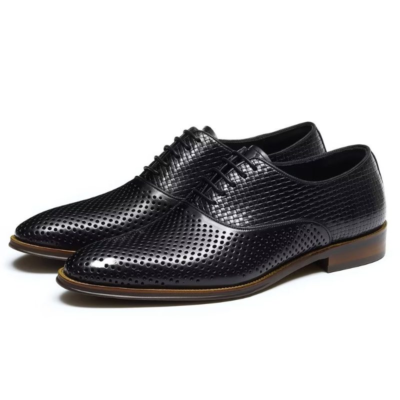 Pánské Společenské Boty Embossed Elegance Exotické Oxford S Kulatou Špičkou - Černá