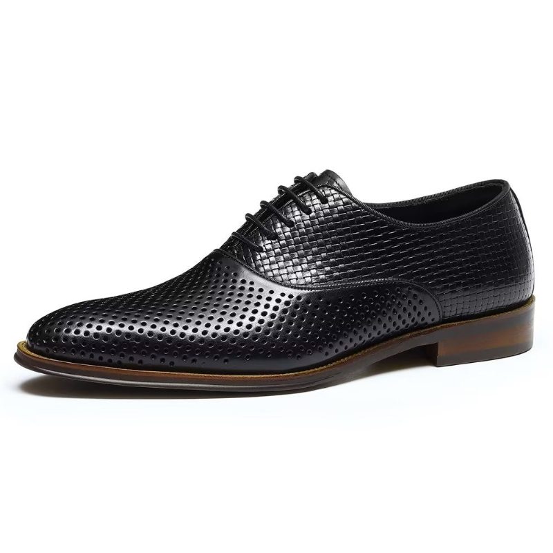 Pánské Společenské Boty Embossed Elegance Exotické Oxford S Kulatou Špičkou - Černá