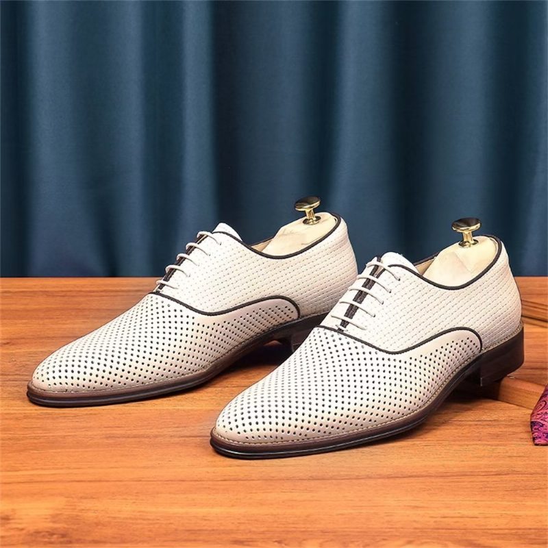 Pánské Společenské Boty Embossed Elegance Exotické Oxford S Kulatou Špičkou - Béžová