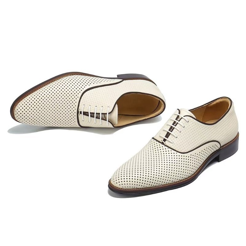 Pánské Společenské Boty Embossed Elegance Exotické Oxford S Kulatou Špičkou - Béžová