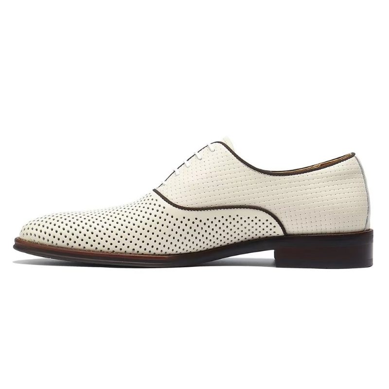 Pánské Společenské Boty Embossed Elegance Exotické Oxford S Kulatou Špičkou - Béžová