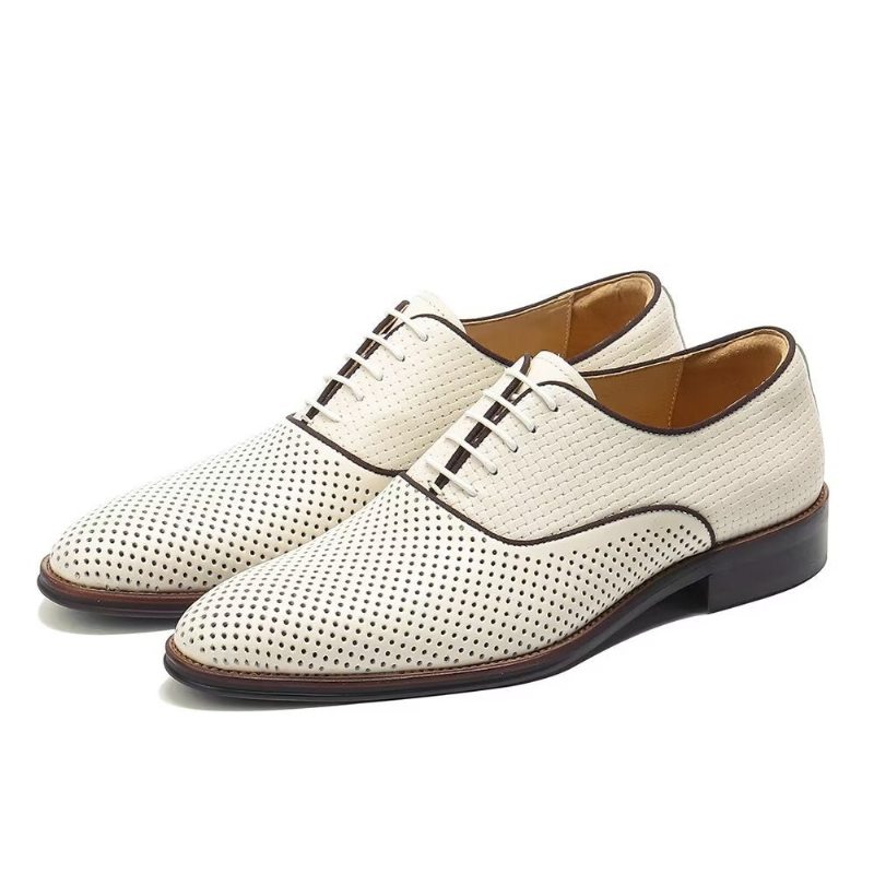 Pánské Společenské Boty Embossed Elegance Exotické Oxford S Kulatou Špičkou - Béžová