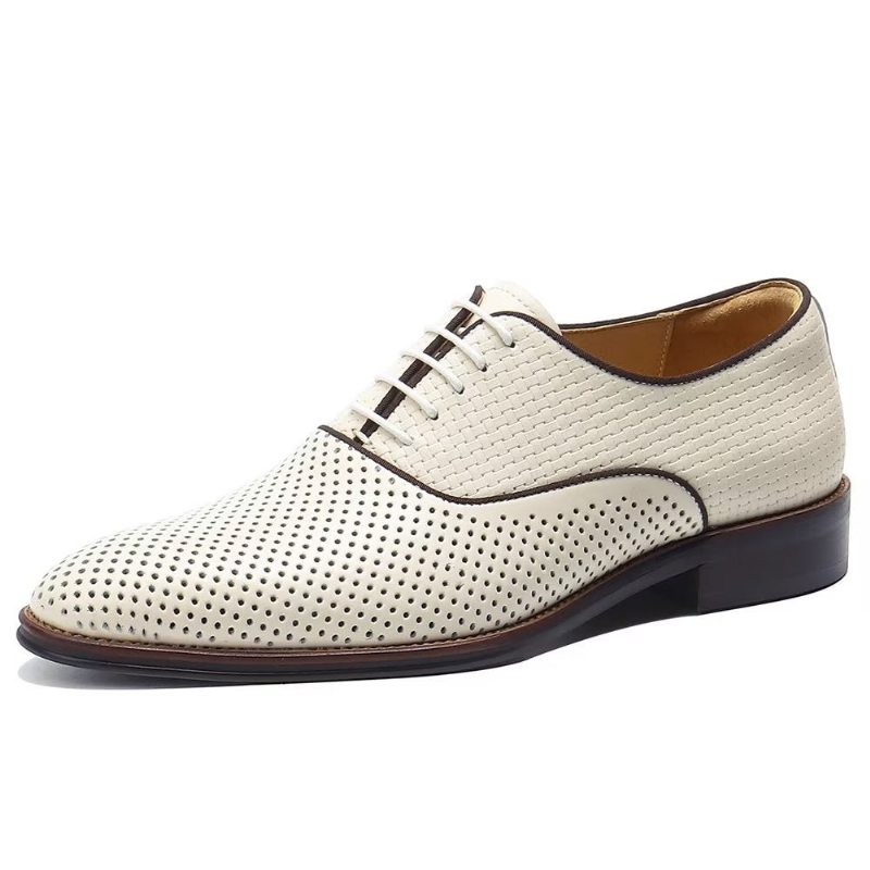 Pánské Společenské Boty Embossed Elegance Exotické Oxford S Kulatou Špičkou - Béžová