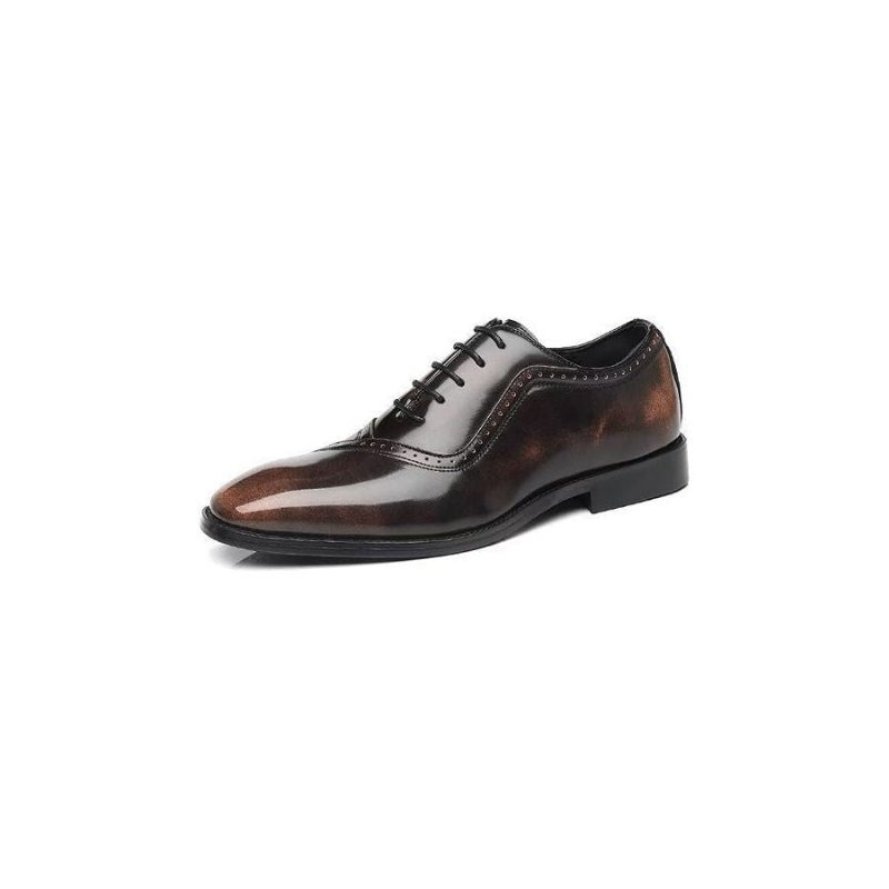 Pánské Společenské Boty Embossed Elegance Pointed Toe Stylové Oxford - Káva