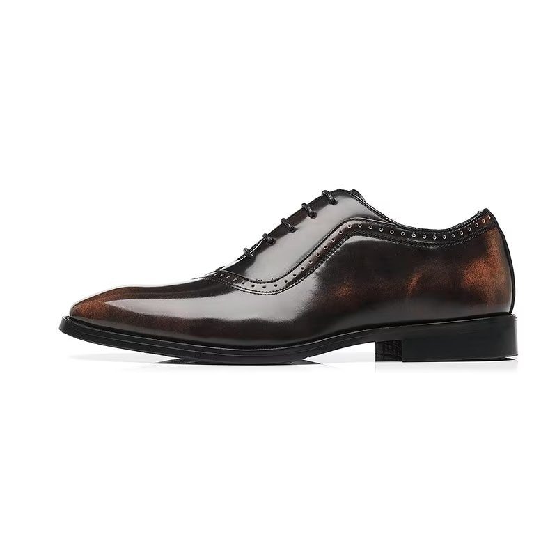 Pánské Společenské Boty Embossed Elegance Pointed Toe Stylové Oxford - Káva