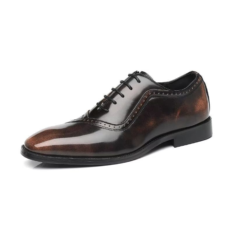 Pánské Společenské Boty Embossed Elegance Pointed Toe Stylové Oxford - Káva