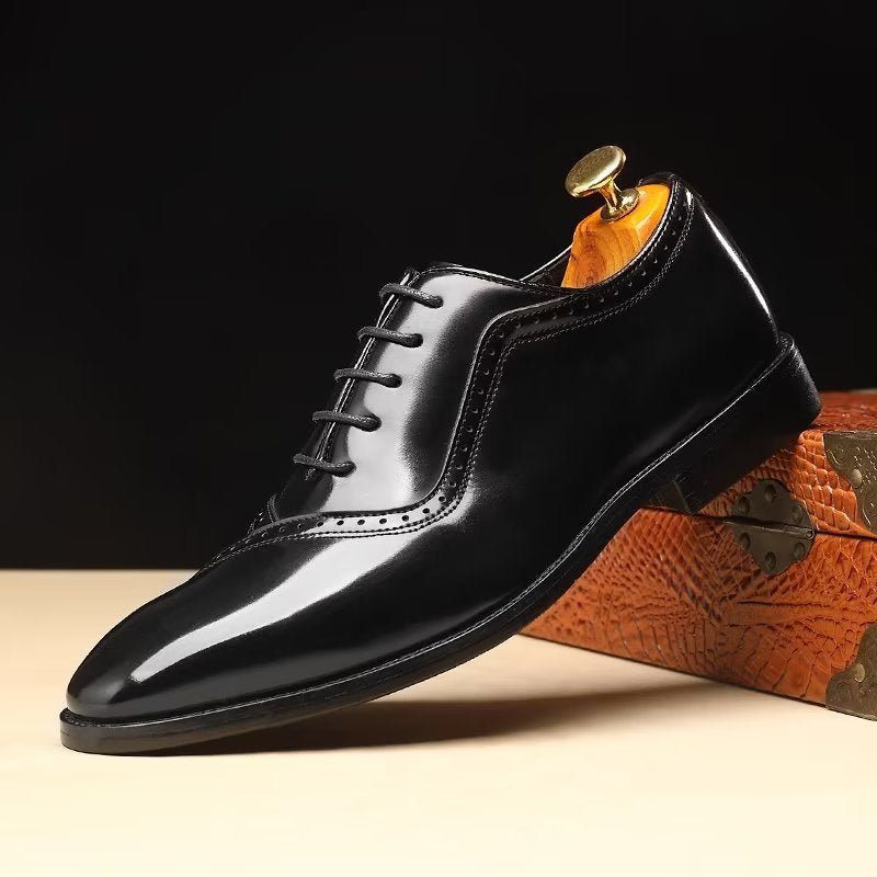 Pánské Společenské Boty Embossed Elegance Pointed Toe Stylové Oxford - Černá