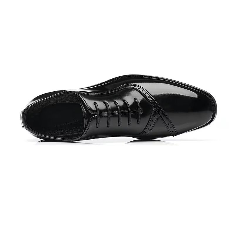 Pánské Společenské Boty Embossed Elegance Pointed Toe Stylové Oxford - Černá