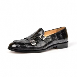 Pánské Společenské Boty Exotická Textura Modish Monkstrap