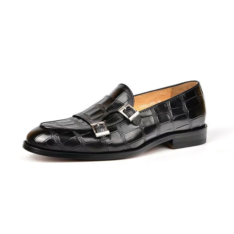 Pánské Společenské Boty Exotická Textura Modish Monkstrap - Černá