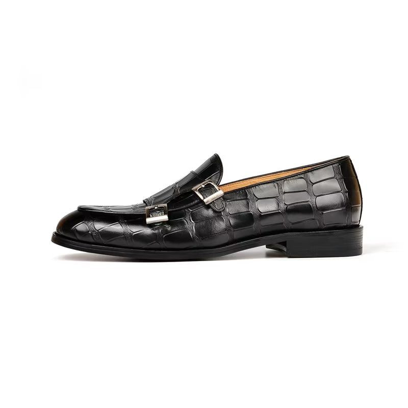 Pánské Společenské Boty Exotická Textura Modish Monkstrap - Černá