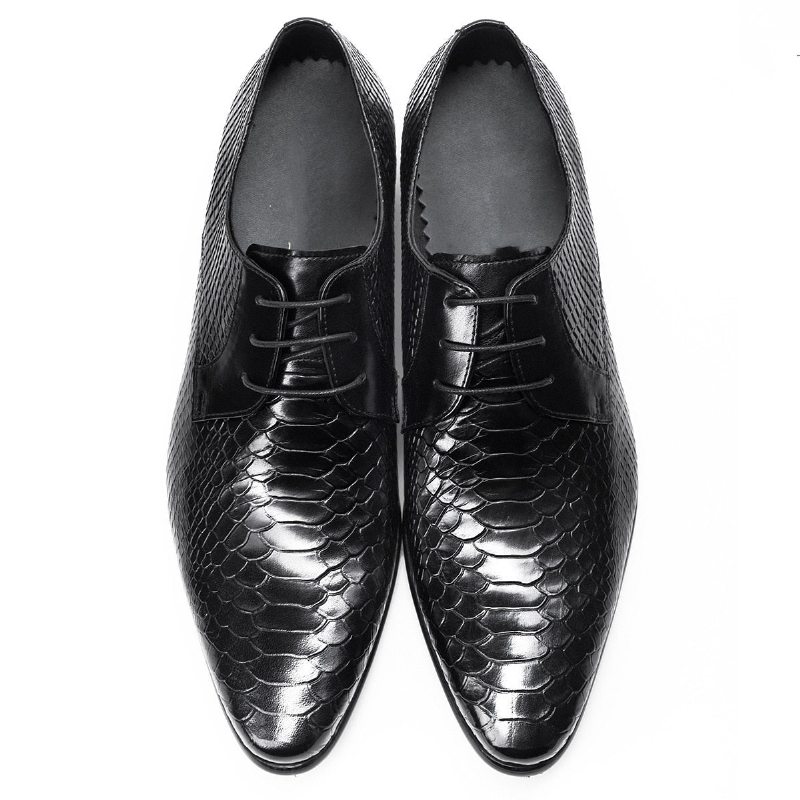 Pánské Společenské Boty Exotické Retro Šněrovací Wingtip Oxford - Černá