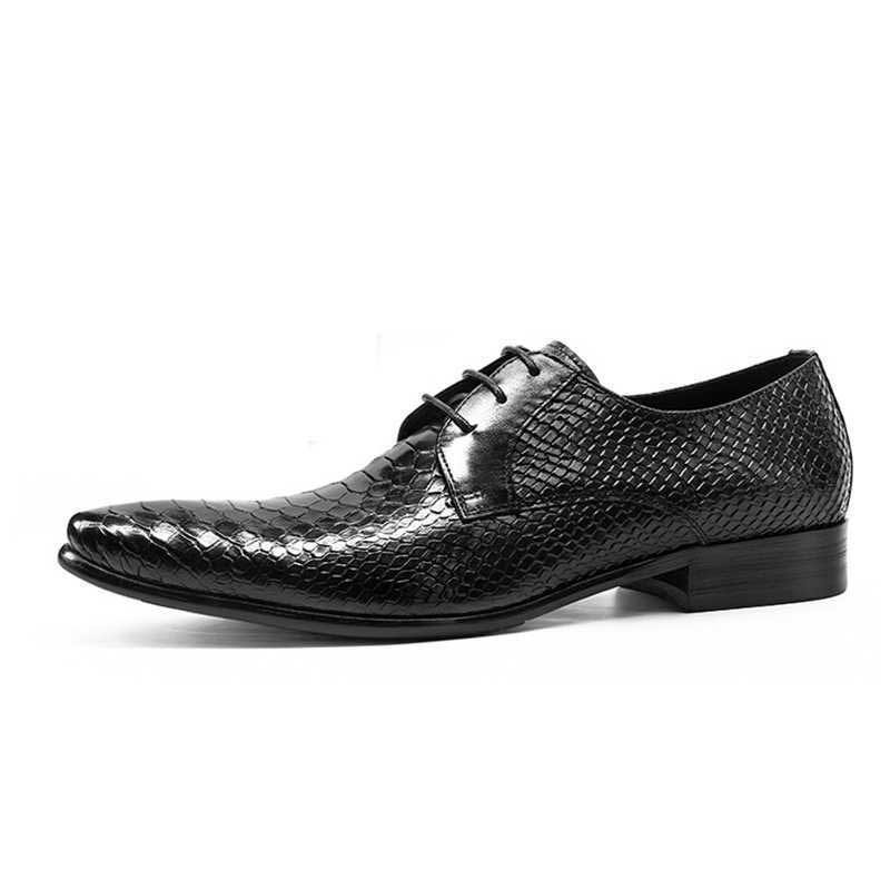 Pánské Společenské Boty Exotické Retro Šněrovací Wingtip Oxford - Černá