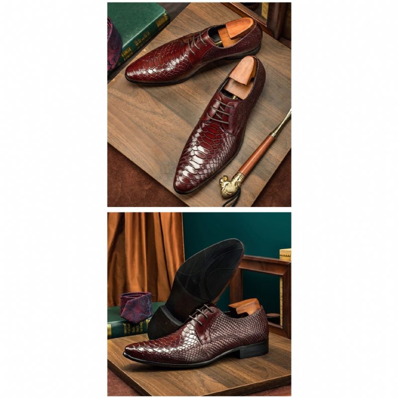 Pánské Společenské Boty Exotické Retro Šněrovací Wingtip Oxford - Červená