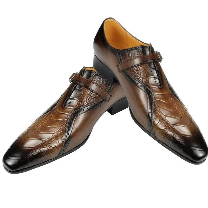 Pánské Společenské Boty Exotické Wedding Brogue Z Pravé Kůže - Káva