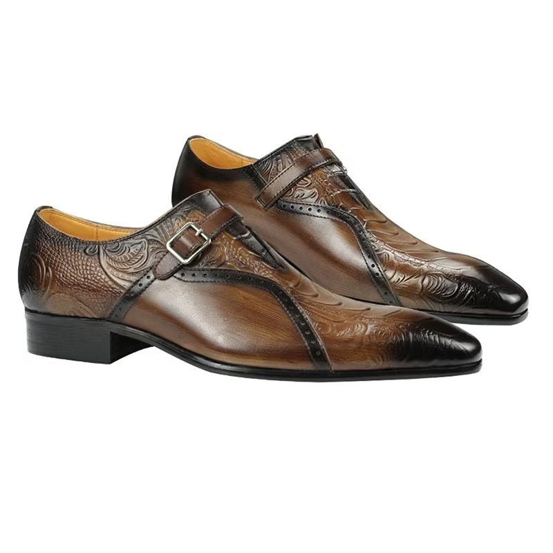 Pánské Společenské Boty Exotické Wedding Brogue Z Pravé Kůže - Káva