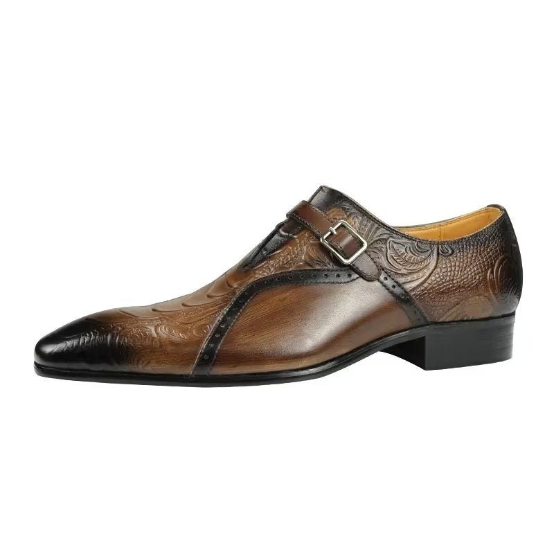 Pánské Společenské Boty Exotické Wedding Brogue Z Pravé Kůže - Káva