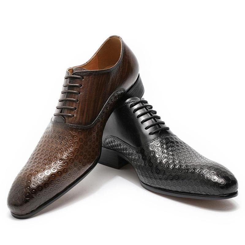 Pánské Společenské Boty Geoluxe Šik Šněrovací Pointed Toe Oxford - Černá