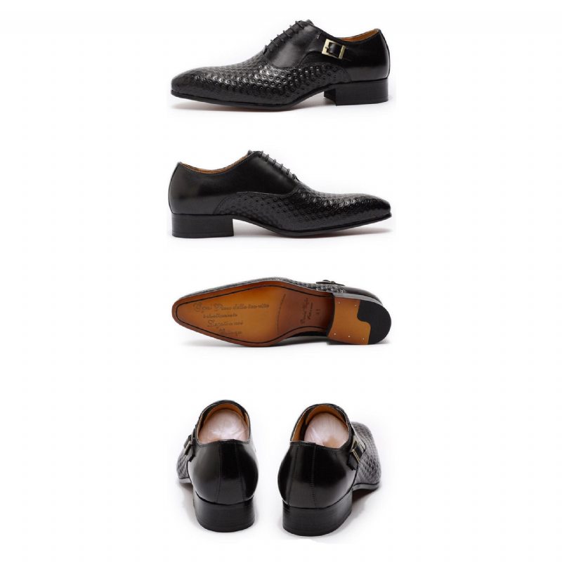 Pánské Společenské Boty Geoluxe Šik Šněrovací Pointed Toe Oxford - Černá