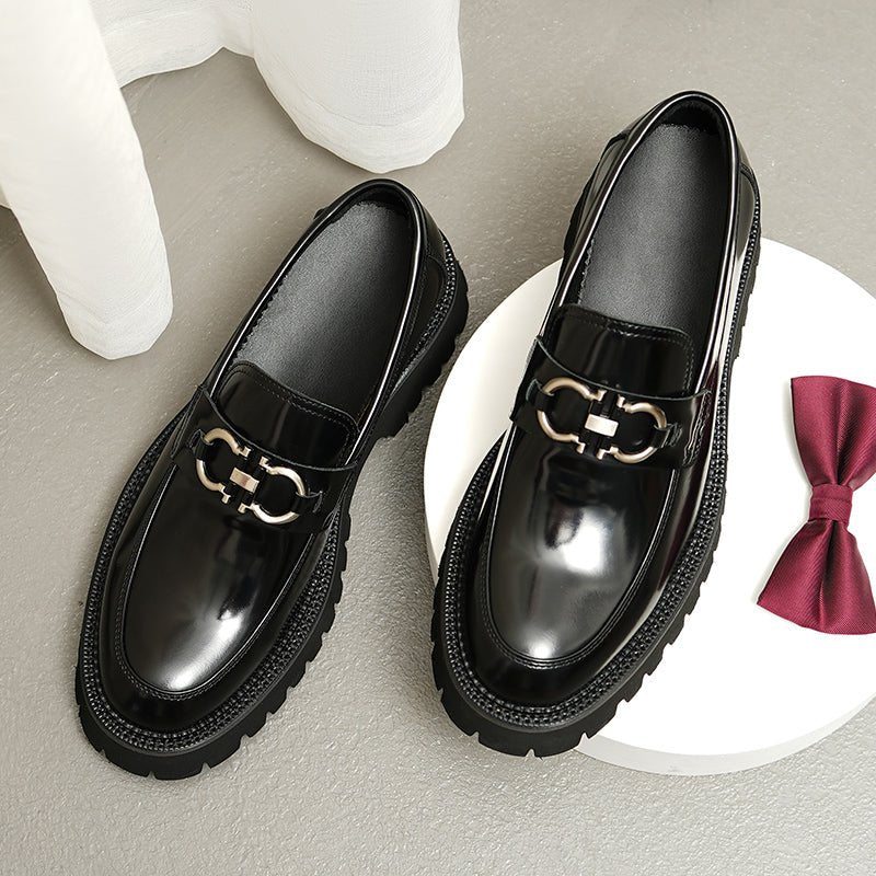 Pánské Společenské Boty Hazel Luxury Loafers Na Platformě - Černá