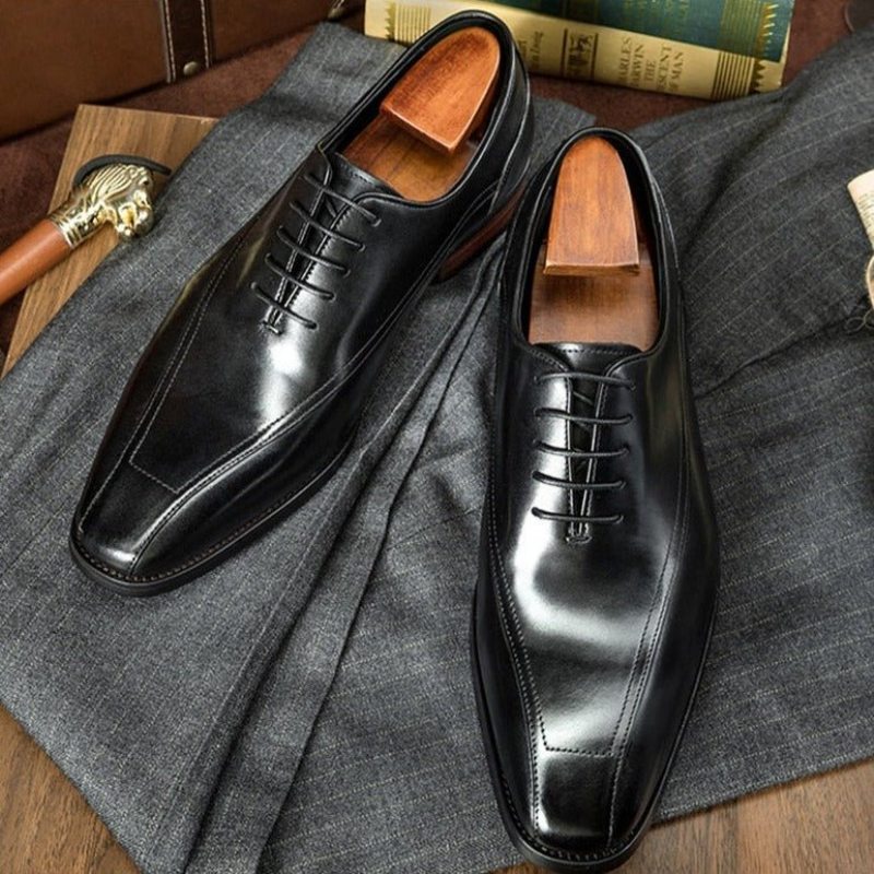 Pánské Společenské Boty Klasický Brogue Leather Šněrovací - Černá