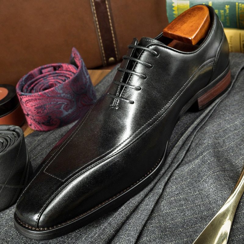 Pánské Společenské Boty Klasický Brogue Leather Šněrovací - Černá