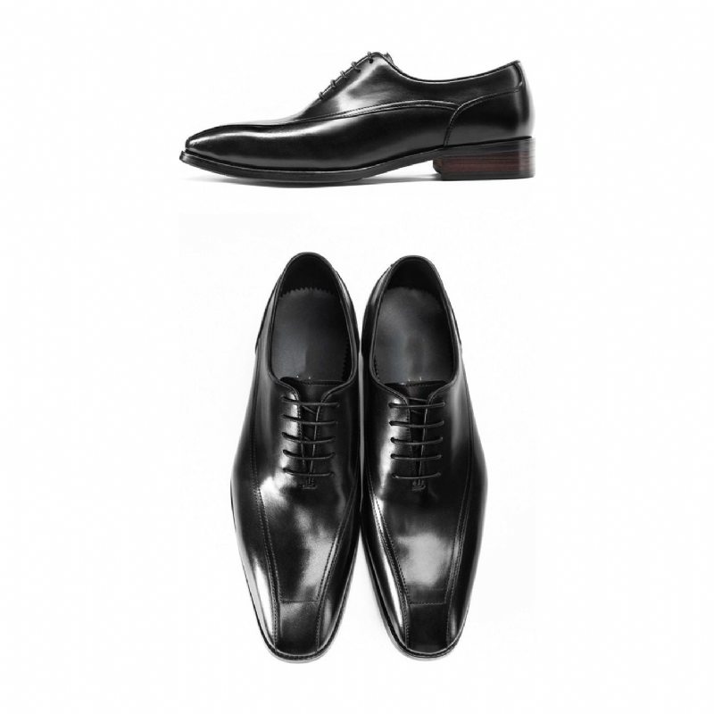 Pánské Společenské Boty Klasický Brogue Leather Šněrovací - Černá