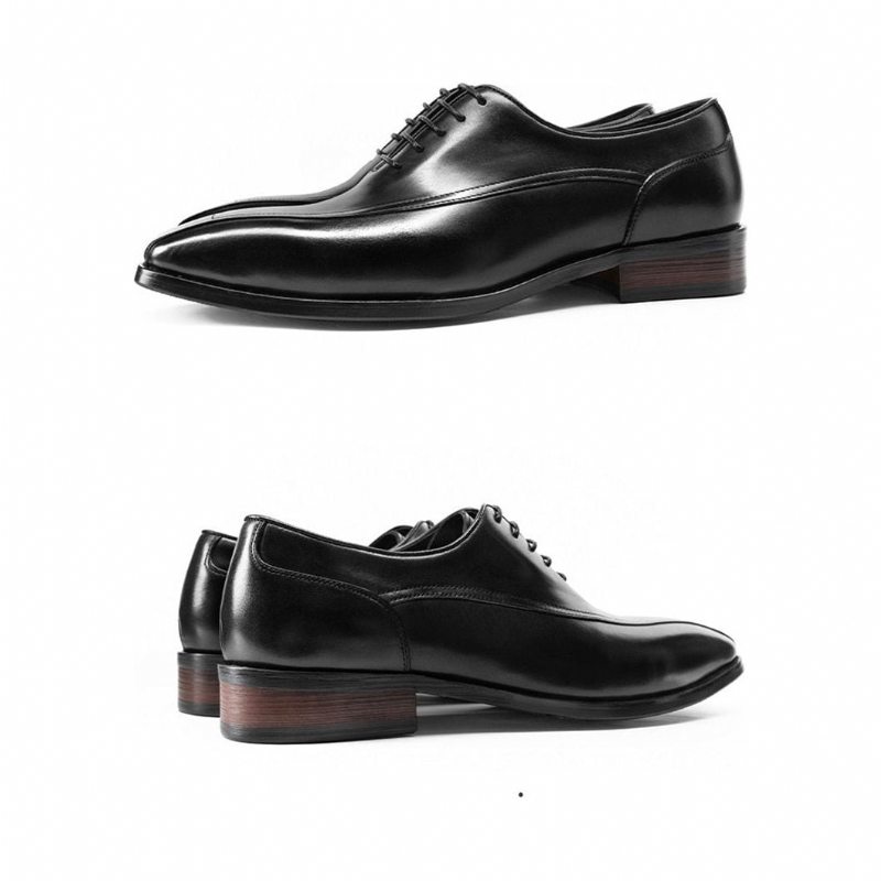 Pánské Společenské Boty Klasický Brogue Leather Šněrovací - Černá