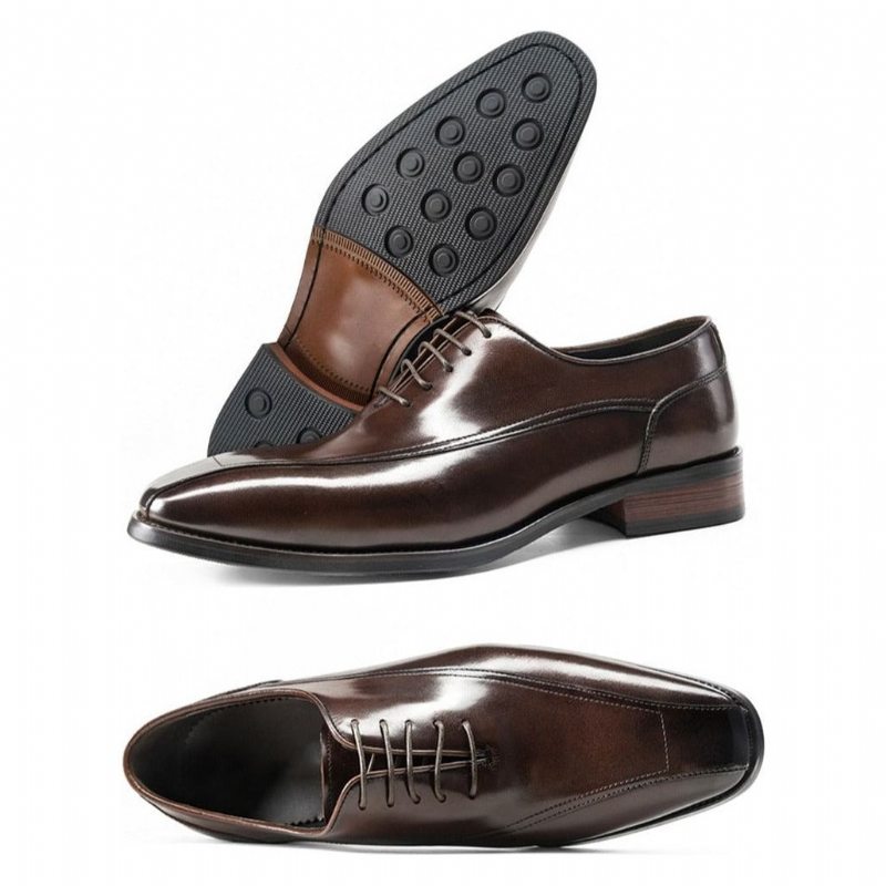 Pánské Společenské Boty Klasický Brogue Leather Šněrovací - Káva