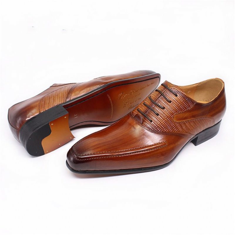 Pánské Společenské Boty Klasický Pointed Toe Oxford - Káva