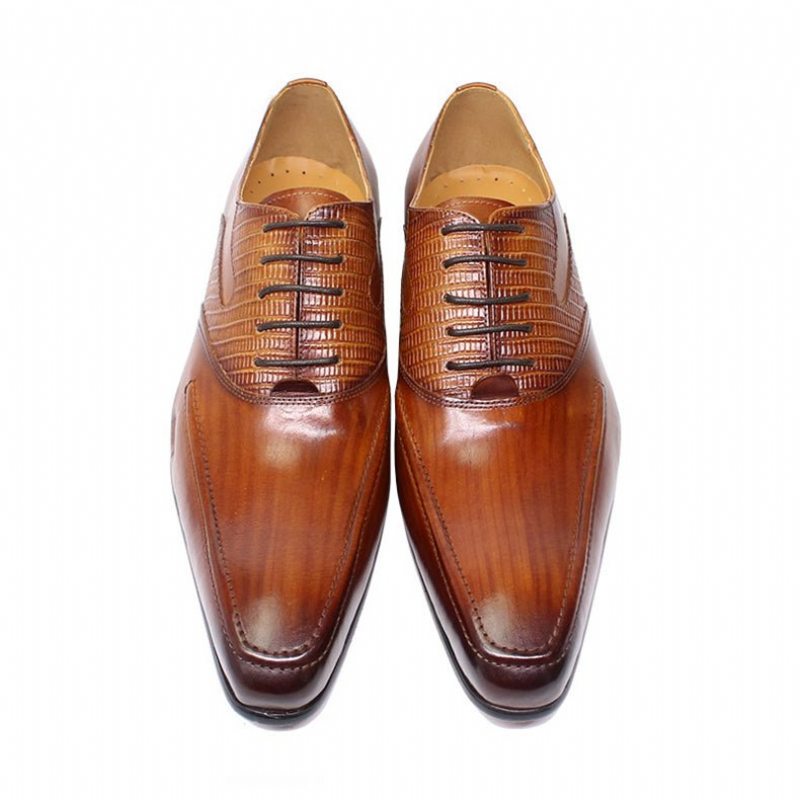 Pánské Společenské Boty Klasický Pointed Toe Oxford - Káva