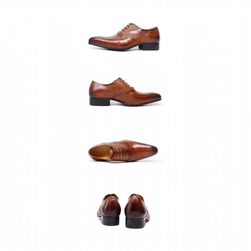 Pánské Společenské Boty Klasický Pointed Toe Oxford - Káva