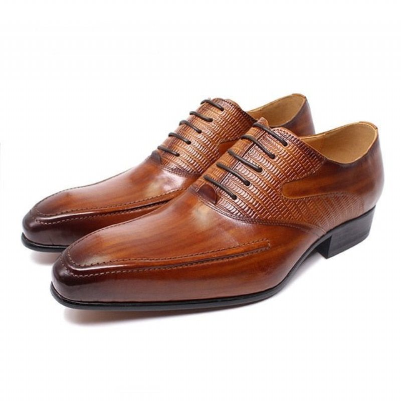 Pánské Společenské Boty Klasický Pointed Toe Oxford - Káva