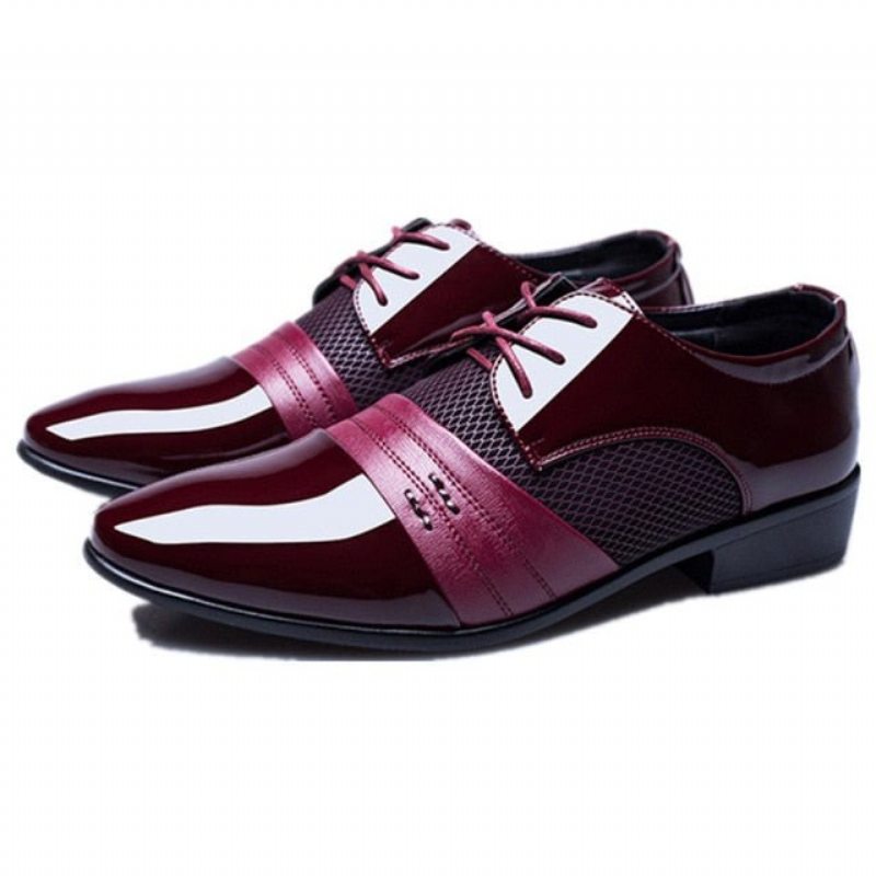 Pánské Společenské Boty Klasický Pointed Toe Oxford - Červená