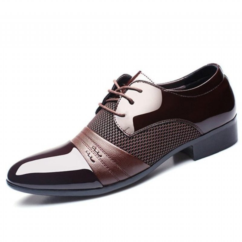 Pánské Společenské Boty Klasický Pointed Toe Oxford - Káva