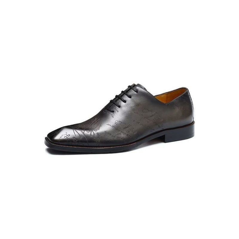 Pánské Společenské Boty Kožené Brogue Oxford - Šedá