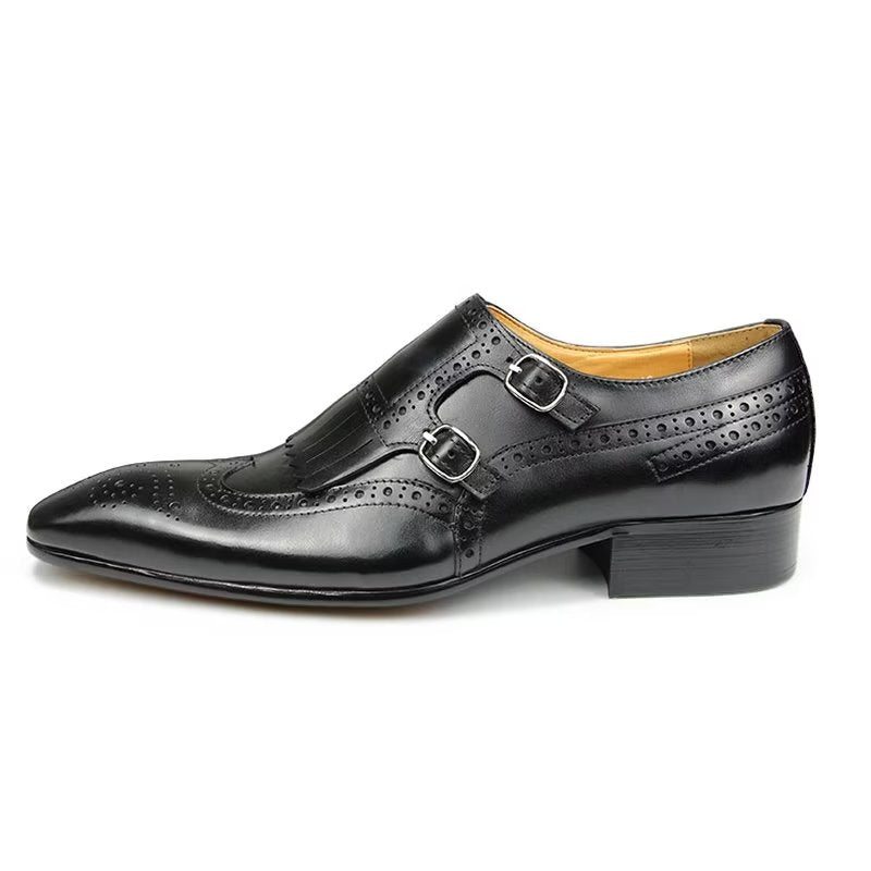 Pánské Společenské Boty Kožené Luxusní Kovové Elegantní Svatební Brogue - Černá