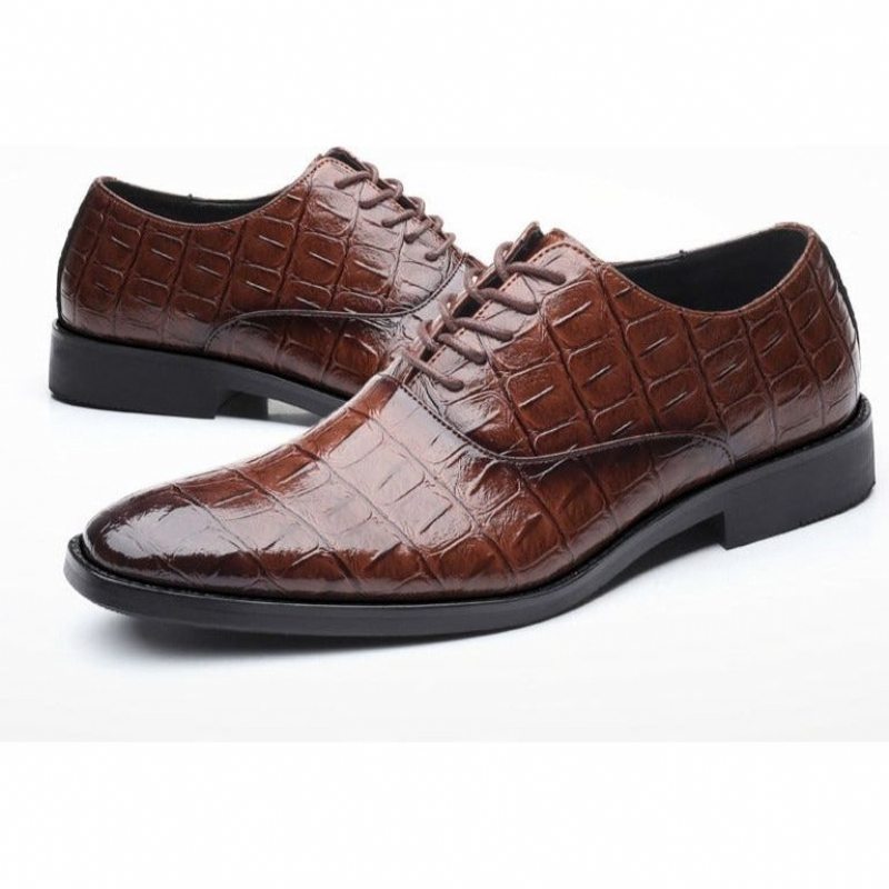 Pánské Společenské Boty Lesklé Klasický Pointed Oxfords - Káva