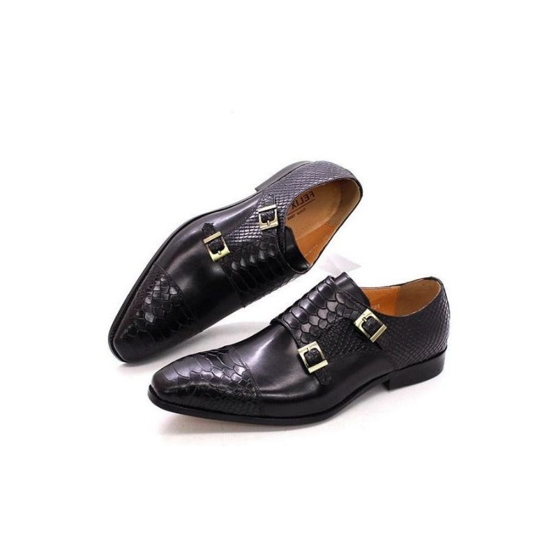 Pánské Společenské Boty Lesklé Kožené Se Špičatou Špičkou Monk Straps